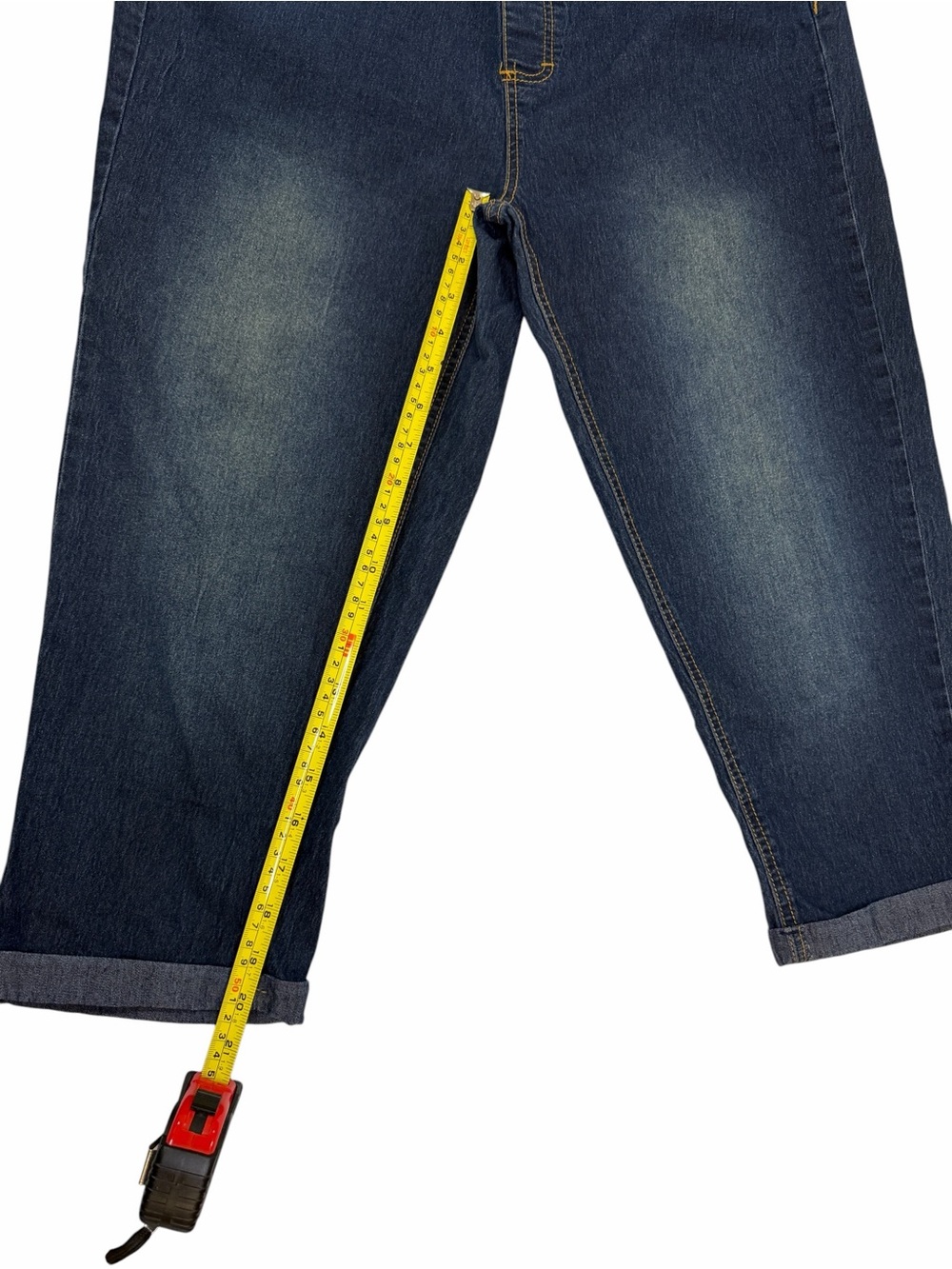 Maternity Dark Blue Capri Length Jeans with Stretch Panel - Picture 3 of 5